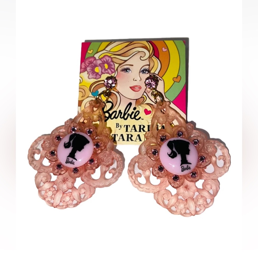 NWT Tarina Tarantino Pink Barbie Cameo Earrings Rare